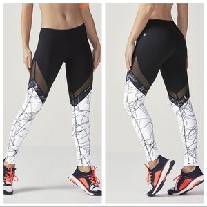 Fabletics Mid-Rise Mesh Powerhold Leggings Black L